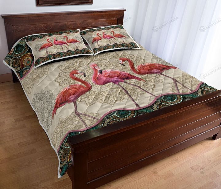 Flamingo Vintage Mandala Quilt Bed Set