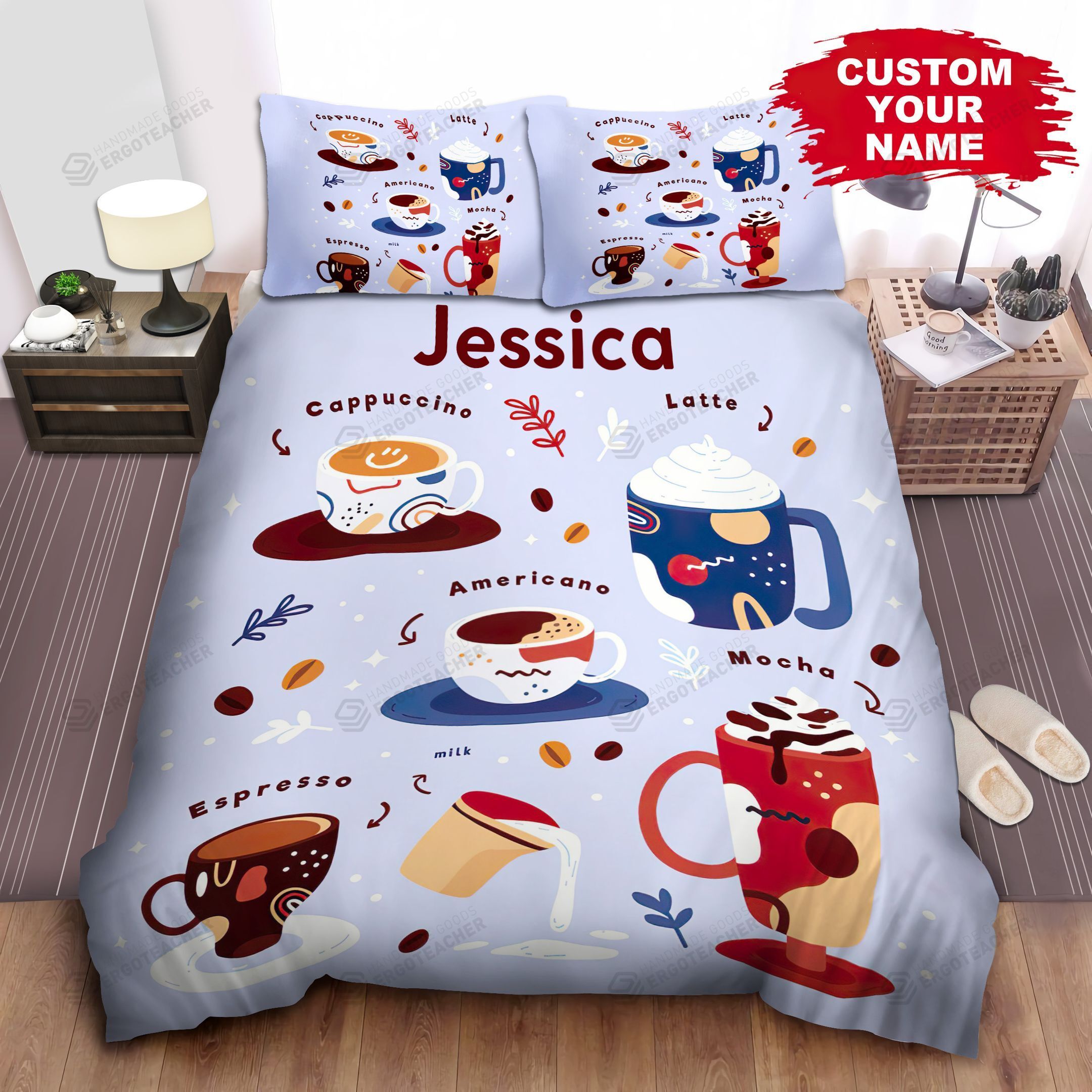 Personalized Different Types Of Coffee Illustration Bed Sheets Spread  Duvet Cover Bedding Sets