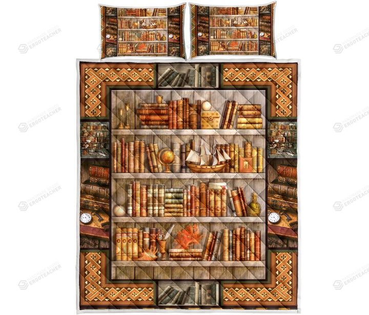 Library Bookshelf Quilt Bedding Set