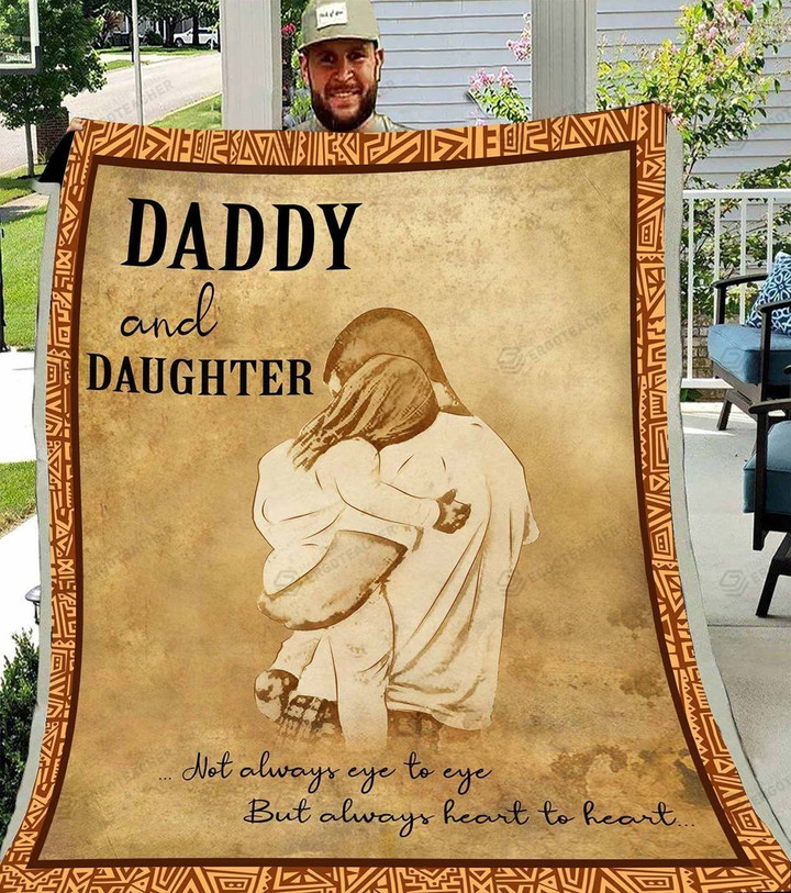 Dady And Daughter Not Always Eye To Eye But Always Heart To Heart Fleece Blanket Great Customized Blanket Gifts For Birthday Christmas Thanksgiving Father's Day