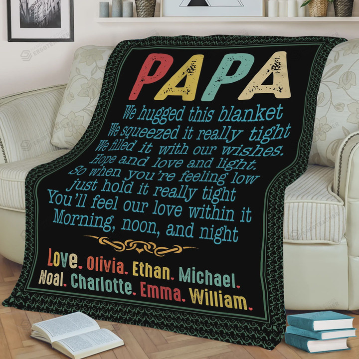 Papa Blanket With Kids Names Sherpa Fleece Blanket Great Customized Blanket Gifts For Birthday Christmas Thanksgiving