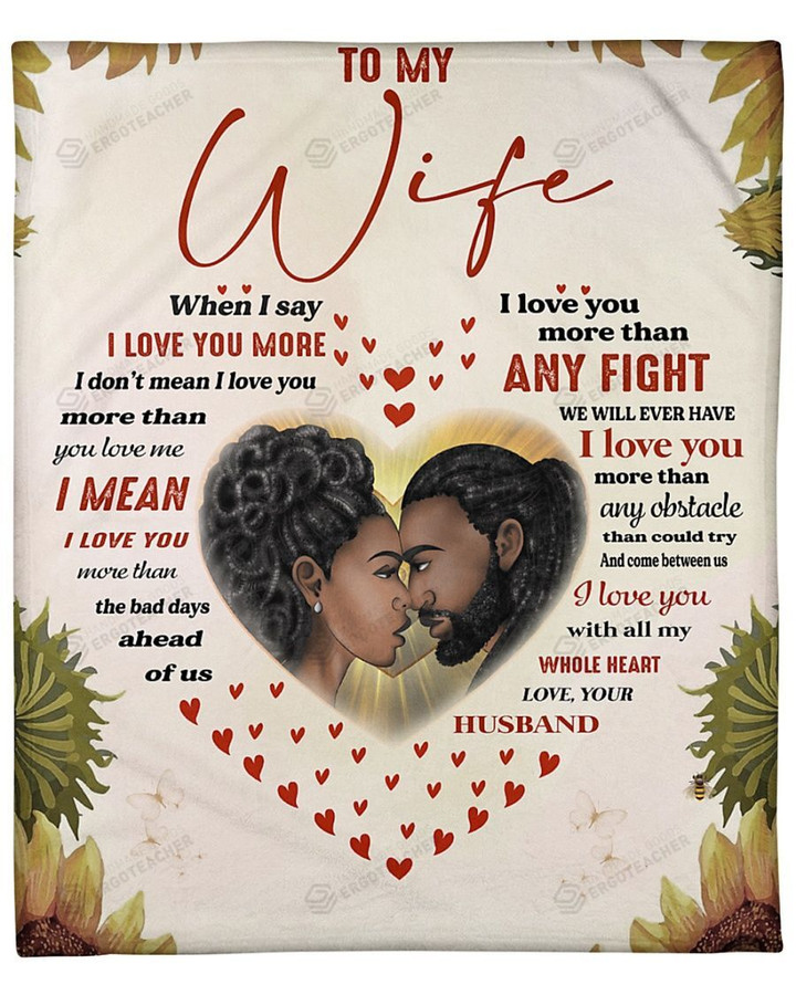 Personalized Black Couple I Love You More Any Fight I Mean I Love To Wife Fleece Sherpa Blacket Great Customized Blanket Gift For Birthday Christmas Thanksgiving Anniversary