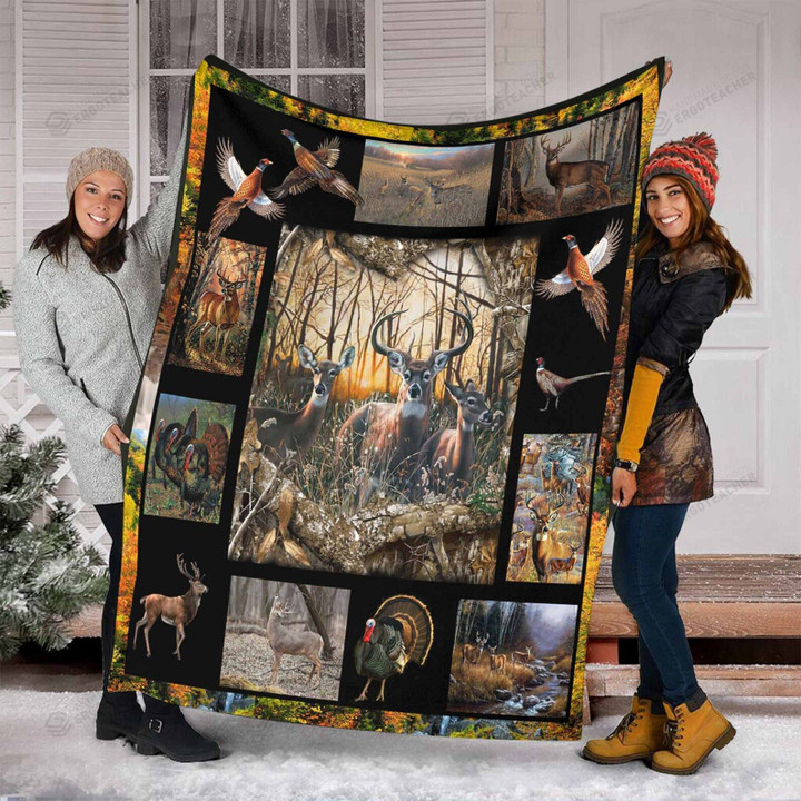 Deer Hunting Blanket Love To Hunt Fleece/Sherpa Blanket Great Customized Gifts For Family Birthday Christmas Thanksgiving Anniversary