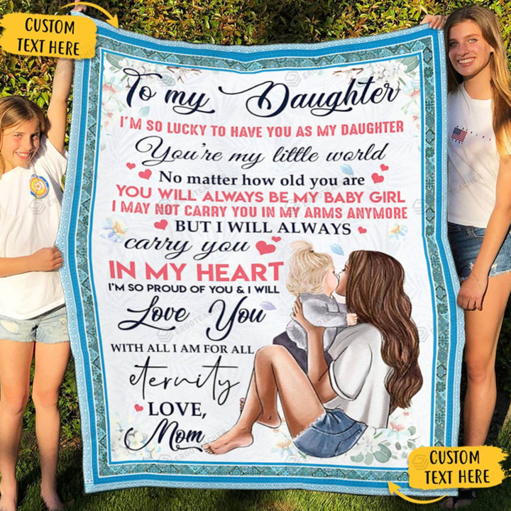 Personalized To My Daughter You're My Little World From Mom Fleece Blanket Great Customized Blanket Gifts for Birthday Christmas Anniversary