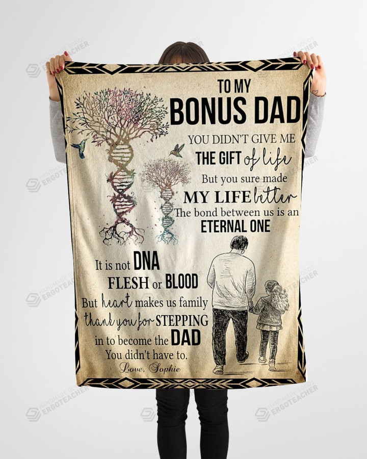Personalized Gift For Bonus Dad Fleece Sherpa Blanket Great Customized Blanket Gift For Birthday Christmas Thanksgiving Anniversary