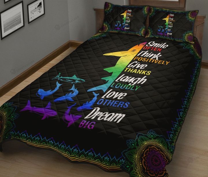 Rainbow Shark Quilt Bed Set