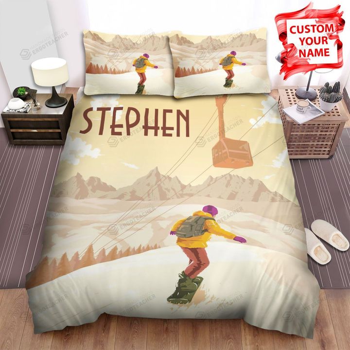 Snowboarding Gondola Cabin Art Bed Sheets Spread  Duvet Cover Bedding Sets