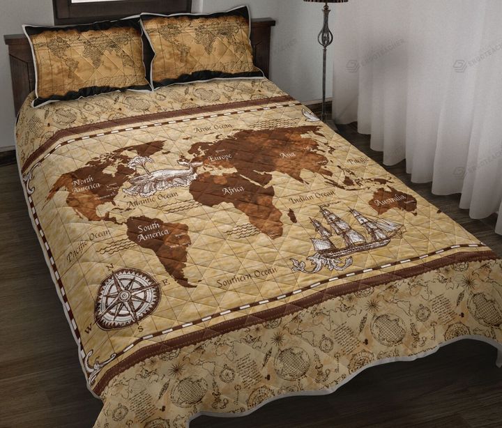 World Map Quilt Bed Set