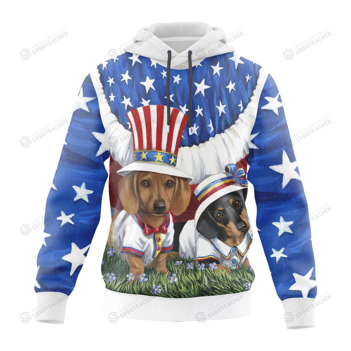 Funny Dog Creative American Flag 3D All Over Print Hoodie, Or Zip-up Hoodie