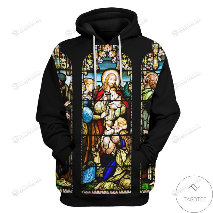 Jesus And Children Stained Glass 3D All Over Print Hoodie, Or Zip-up Hoodie