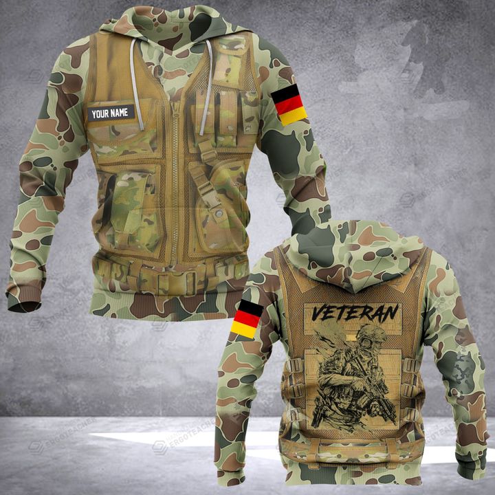 Personalized German Army Veteran Camo 3D All Over Print Hoodie, Or Zip-up Hoodie
