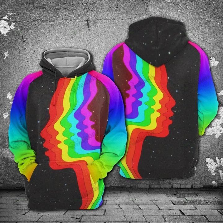 LGBT Color Face 3D All Over Print Hoodie, Or Zip-up Hoodie
