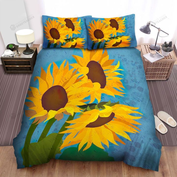 Sunflower Watercolor Drawing Bed Sheets Spread  Duvet Cover Bedding Sets