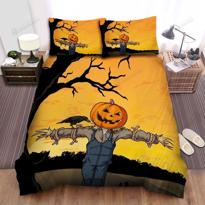 Scarecrow, Halloween, Standing On The Shoulder Bed Sheets Spread Duvet Cover Bedding Sets