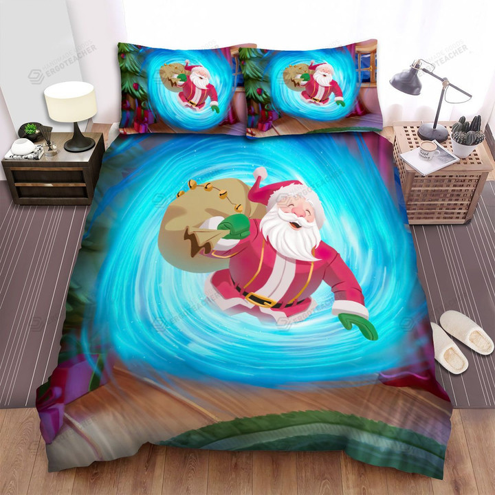 Santa Claus From Blue Hole Bed Sheets Spread Duvet Cover Bedding Sets