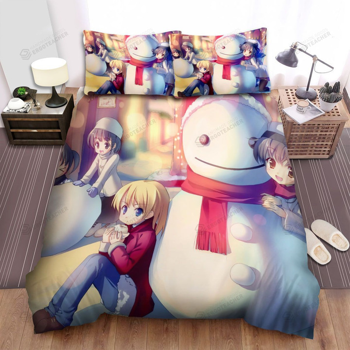 Our Picture With Snowman Bed Sheets Spread Duvet Cover Bedding Sets