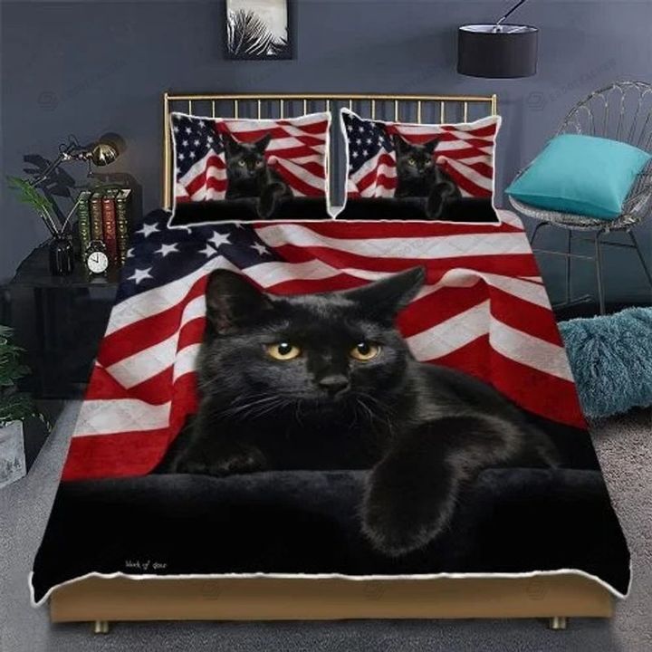 Black Cat Bed Sheets Bedspread Duvet Cover Bedding Set