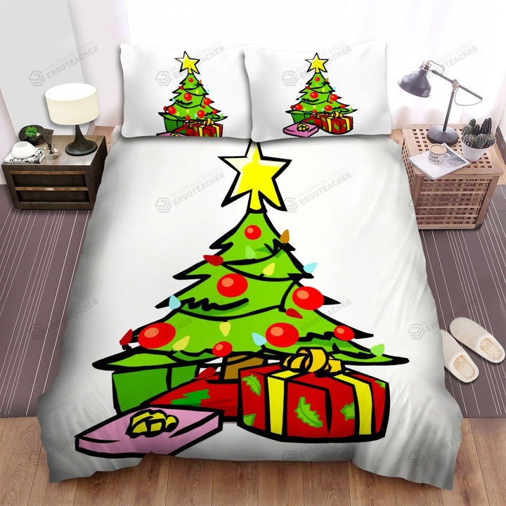 Green Christmas Tree And Boxes Bed Sheets Spread Duvet Cover Bedding Sets