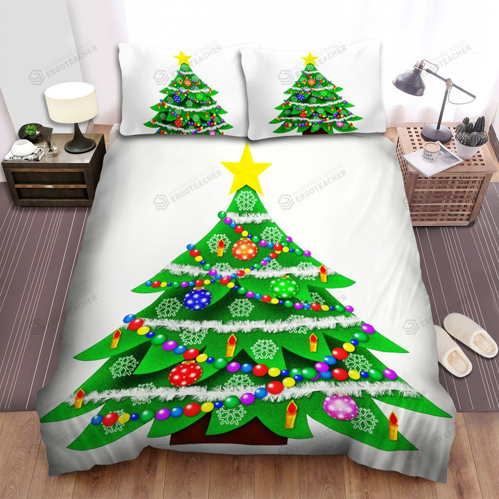 Snow Decoration Of Christmas Tree Art Bed Sheets Spread Duvet Cover Bedding Sets