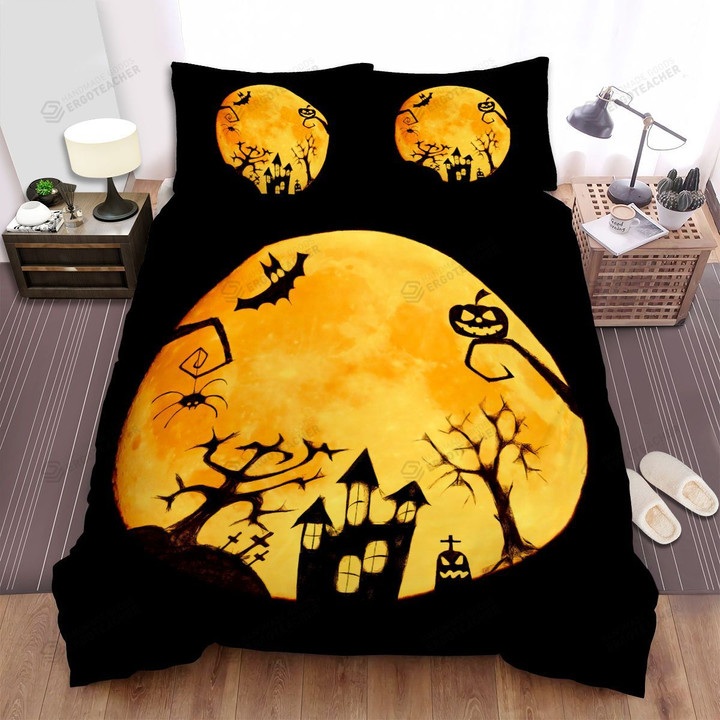 Halloween, Bat, Creepy Artwork Bed Sheets Spread Duvet Cover Bedding Sets