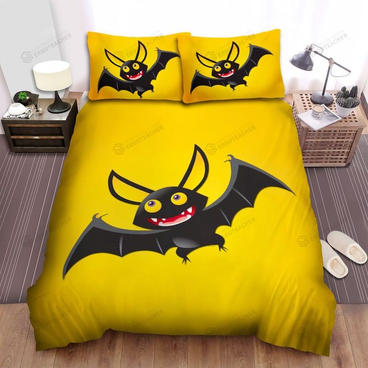 Halloween, Bat, Yellow Eyes Bat Art Bed Sheets Spread Duvet Cover Bedding Sets