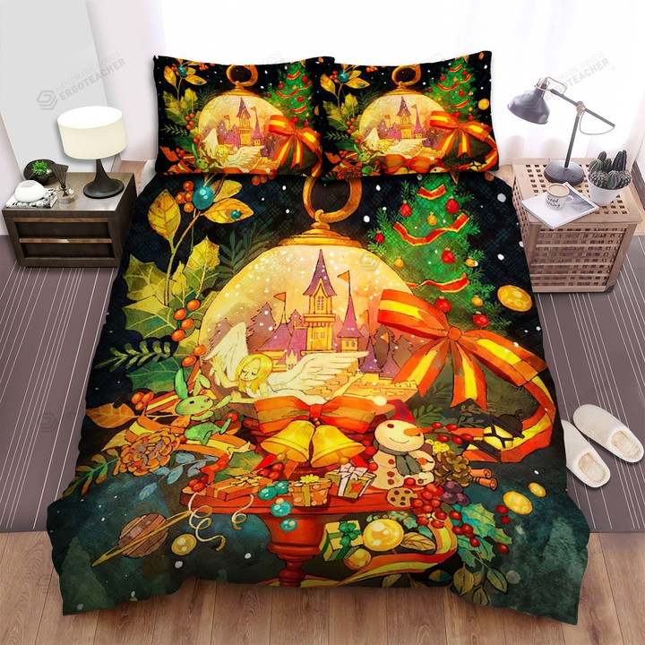 The Beautiful Castle And Christmas Tree Bed Sheets Spread Duvet Cover Bedding Sets