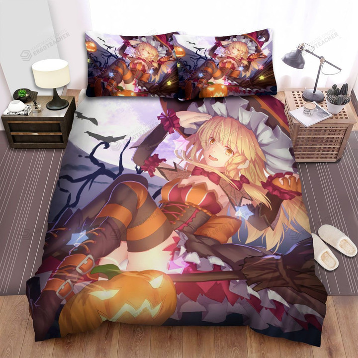 Halloween, Witch, She Has Beautiful Thights Artwork Bed Sheets Spread Duvet Cover Bedding Sets