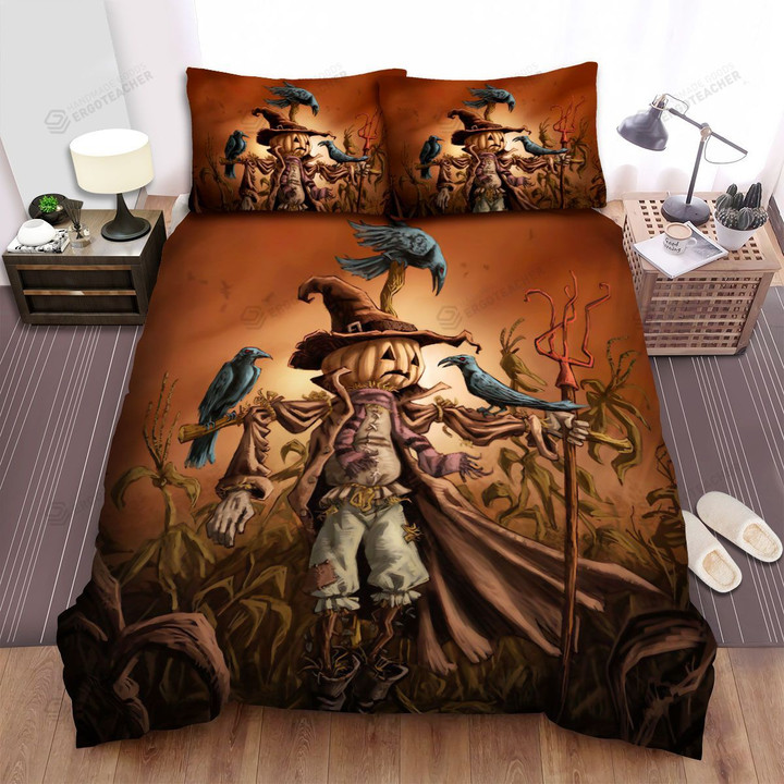 Scarecrow, Halloween, Sad Scarecrow Bed Sheets Spread Duvet Cover Bedding Sets