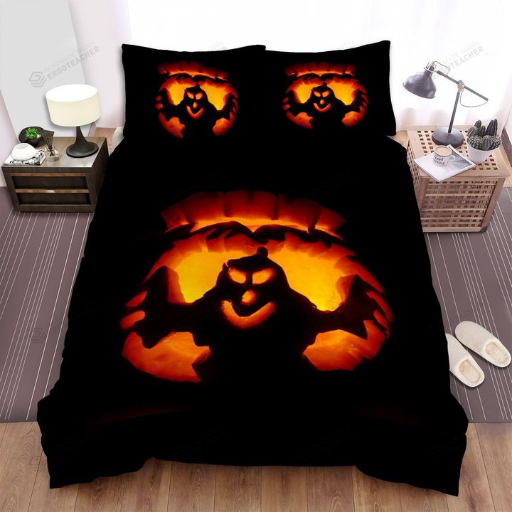 Halloween Ghost Silhouette In Orange Light Bed Sheets Spread Duvet Cover Bedding Sets