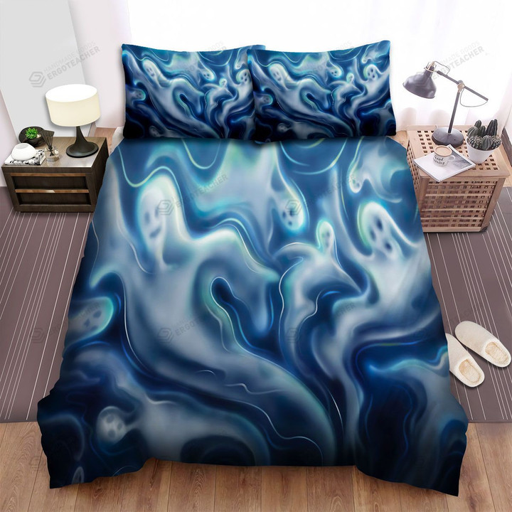 Halloween Spooky Ghosts All Over Bed Sheets Spread Duvet Cover Bedding Sets