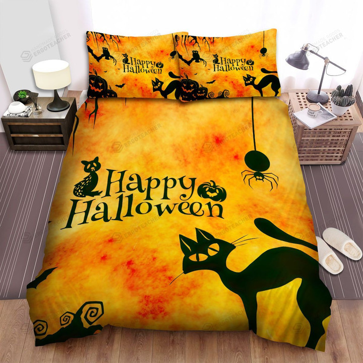 Spider, Halloween, Happy Halloween Eyes Art Bed Sheets Spread Duvet Cover Bedding Sets