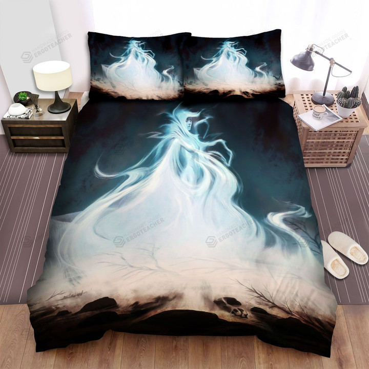 Halloween Ghost Lady On Water Artwork Bed Sheets Spread Duvet Cover Bedding Sets