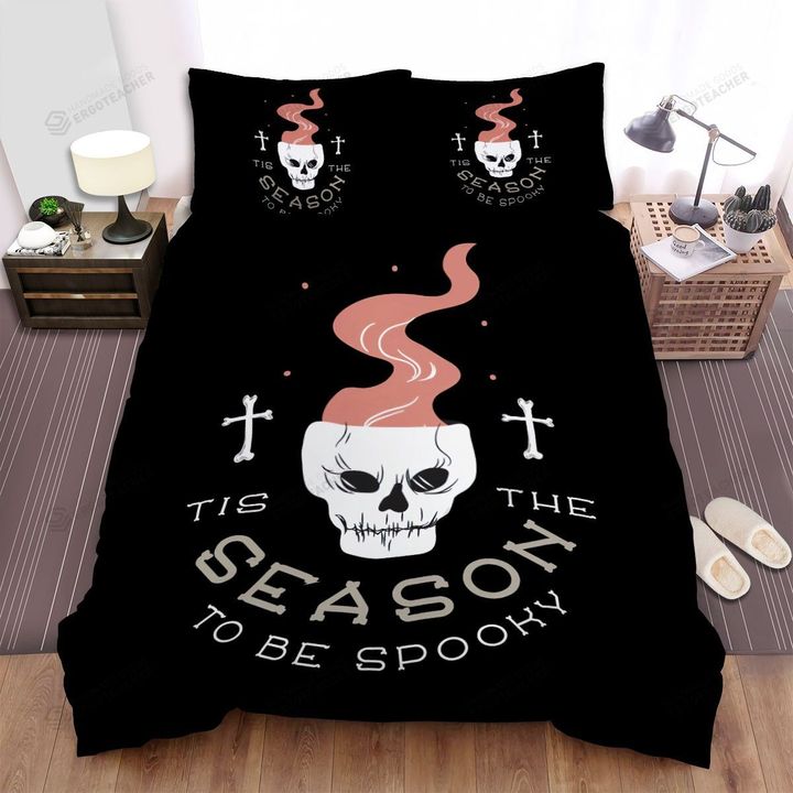 Halloween Skull In The Season To Be Spooky Bed Sheets Spread Duvet Cover Bedding Sets