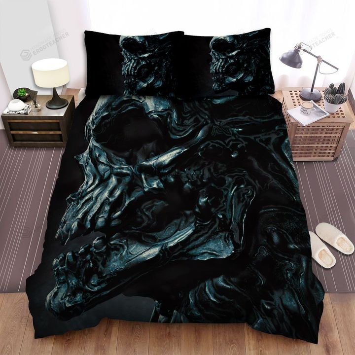Halloween Black Metal Skull Bed Sheets Spread Duvet Cover Bedding Sets
