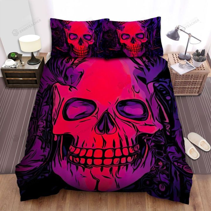 Halloween Red Skull With Horns Illustration Bed Sheets Spread Duvet Cover Bedding Sets