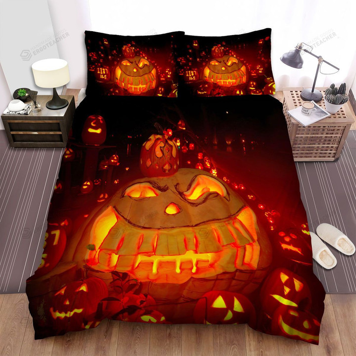Halloween Jack-O-Lantern With Big Teeth Bed Sheets Spread Duvet Cover Bedding Sets