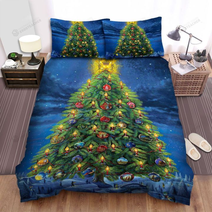 Crown On Giant Christmas Tree Bed Sheets Spread Duvet Cover Bedding Sets