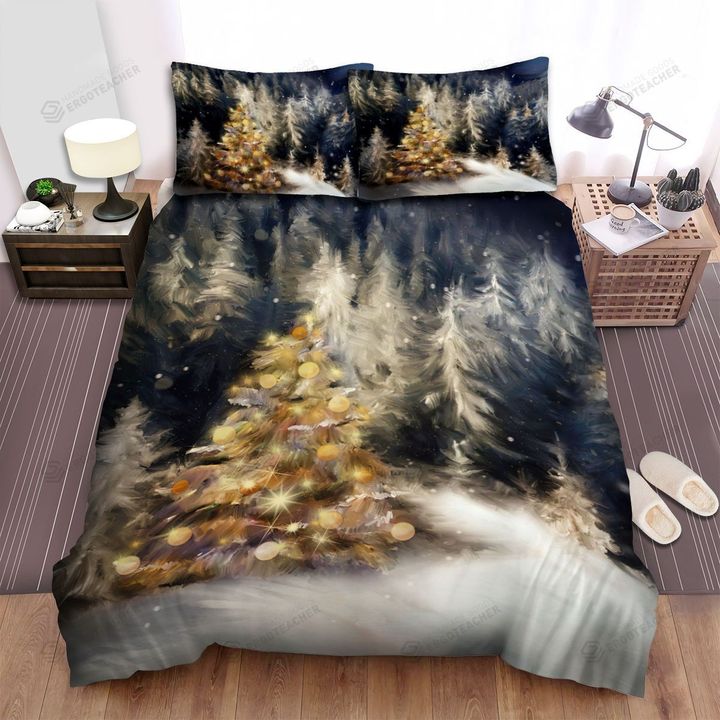 Only One Sparkle Christmas Tree In The Forest Bed Sheets Spread Duvet Cover Bedding Sets