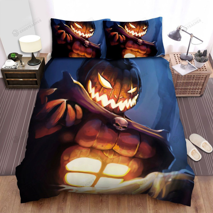 Halloween Jack-O-Lantern Digital Art Portrait Bed Sheets Spread Duvet Cover Bedding Sets