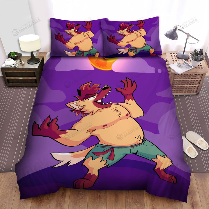 Halloween Cartoon Werewolf Dad Transformation Bed Sheets Spread Duvet Cover Bedding Sets