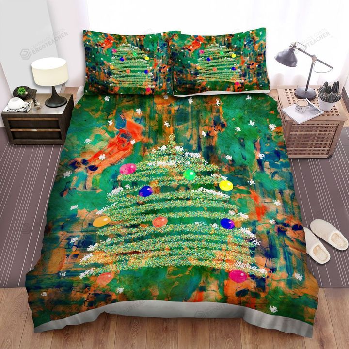 Spraying The Christmas Tree Art Bed Sheets Spread Duvet Cover Bedding Sets