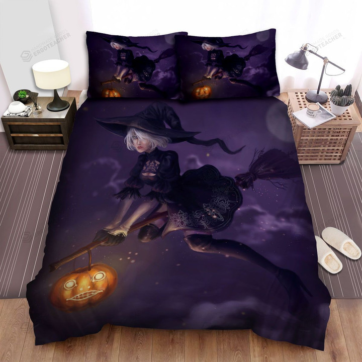 Halloween, Witch, Looks So Sad Bed Sheets Spread Duvet Cover Bedding Sets