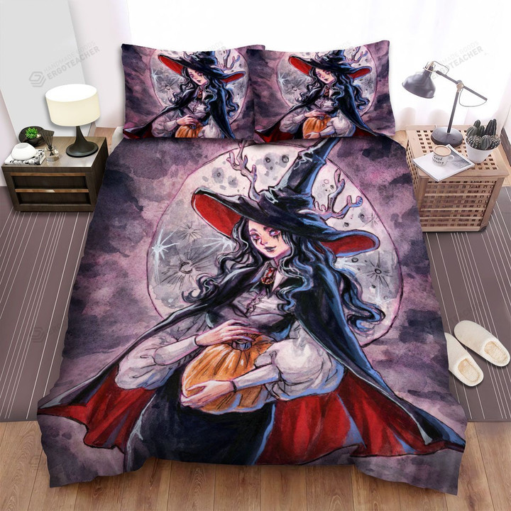 Halloween, Witch, Witch Has Horns Bed Sheets Spread Duvet Cover Bedding Sets