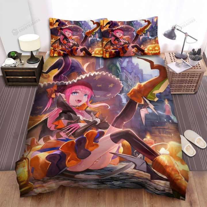 Halloween, Witch, Wings On Her Shoes Bed Sheets Spread Duvet Cover Bedding Sets