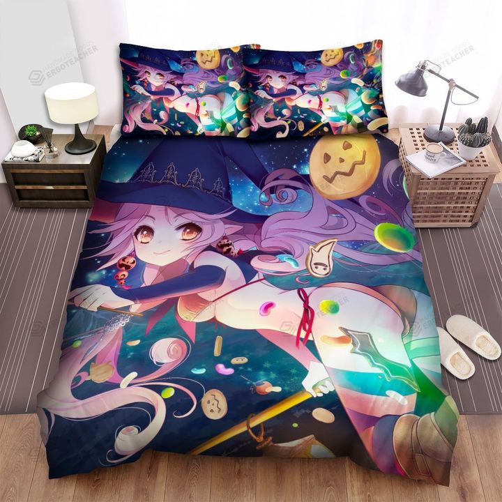 Halloween, Witch, Creating Many Candies Bed Sheets Spread Duvet Cover Bedding Sets