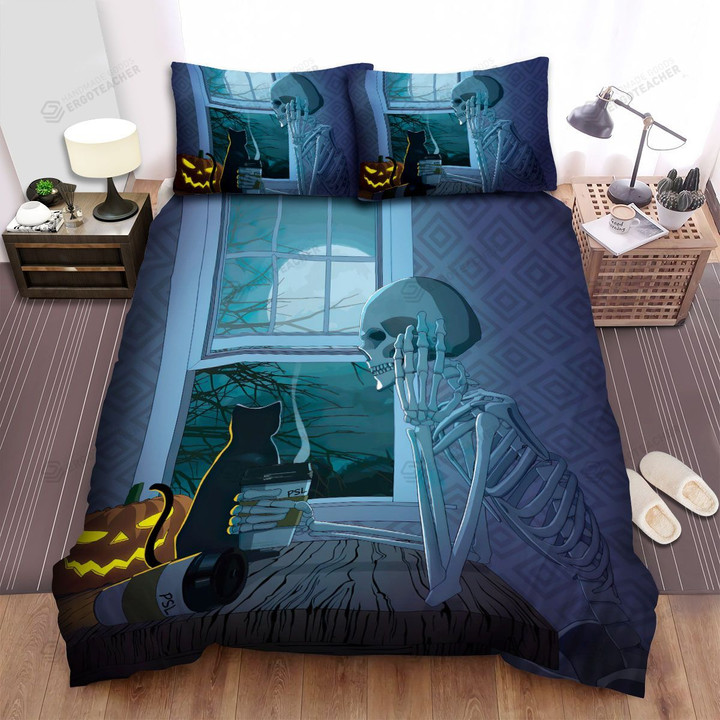 Halloween Skeleton Lonely Night Bed Sheets Spread Duvet Cover Bedding Sets