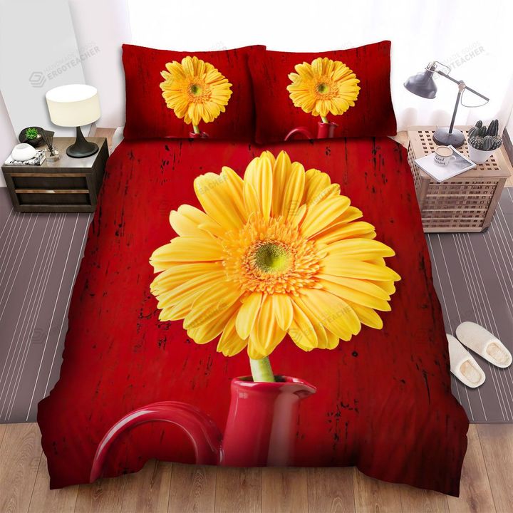 Sunflower Red Vase Bed Sheets Spread  Duvet Cover Bedding Sets