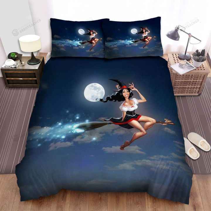 Halloween, Witch, The Smile Of Black Witch Bed Sheets Spread Duvet Cover Bedding Sets