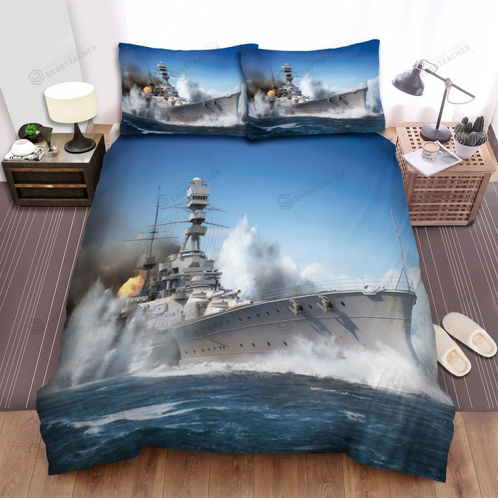 Frigate, Attacked By Cannon Bed Sheets Spread Duvet Cover Bedding Sets