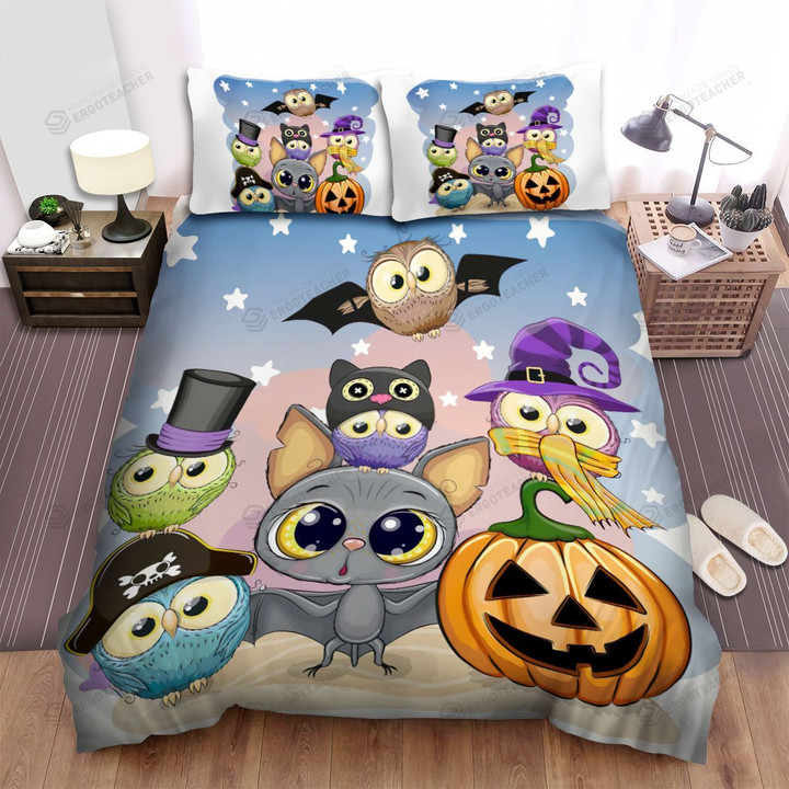 Halloween The Owl And The Cosplayer, Bed Sheets Spread Duvet Cover Bedding Sets